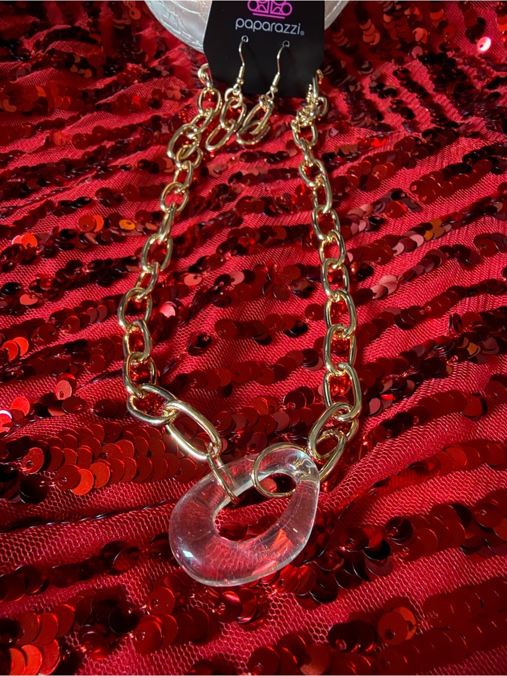 Paparazzi Gold Chain Necklace with Clear Pendant